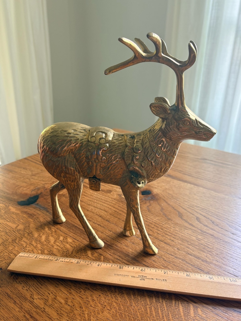 Vintage Brass deer and 2-piece sleigh- ~5.6 pounds ~19 inches long! Christmas! - Picture 13 of 15